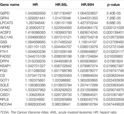 Construction and Validation of a Novel Ferroptosis-Related Prognostic Model for Acute Myeloid Leukemia